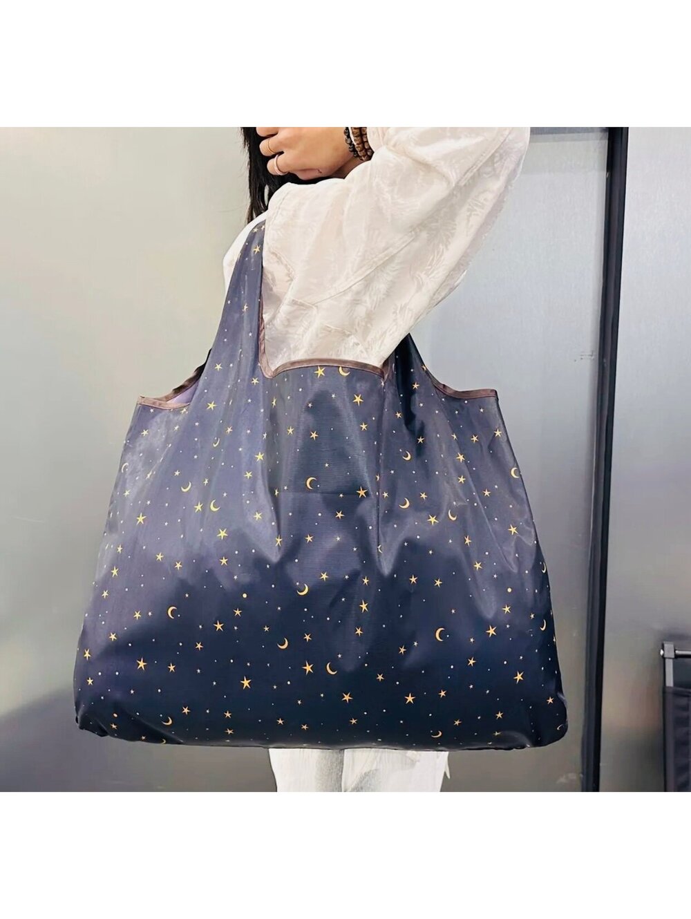 New -Adorable & Stylish -Extra Roomy Large Capacity Moon & Stars Tote Bag